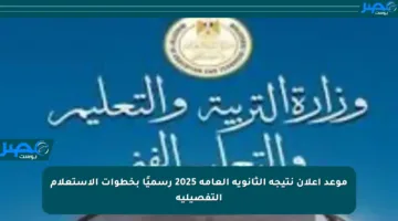 موعد إعلان نتيجة الثانوية العامة 2025 رسميًا بخطوات الاستعلام التفصيلية